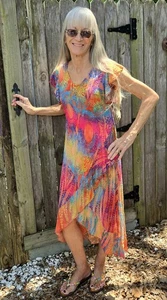 KAMANA LONG DRESS With LACE OVERLAY  Polyester, Rayon & Spandex  CAP SLEEVES  - Picture 1 of 2