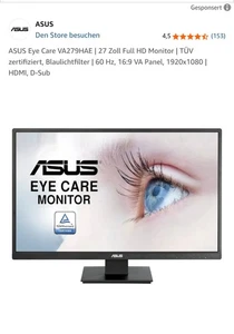 ASUS VA279HAE 27 Zoll, LED LCD, Full-HD-Monitor - Schwarz /23 Monaten Garantie - Bild 1 von 1