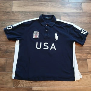 Vintage Polo Ralph Lauren Polo Mens 3XB Big Blue Big Pony USA #10 Cotton Y2K - Picture 1 of 9