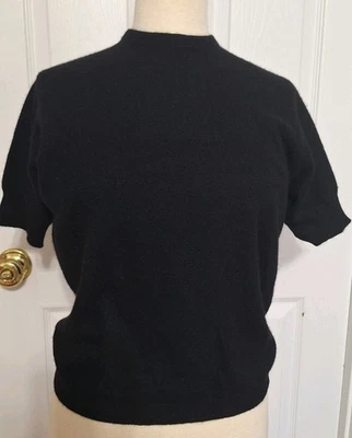 Ballantyne 100% Pure Cashmere Women's Short Sleeve Black Sweater Size S-M - Image 1 of 4