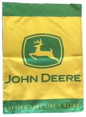 约翰迪尔双面花园旗帜 Nothing Runs Like A Deere 全新带标签 绿色/黄色 — 第 1/2 张图片