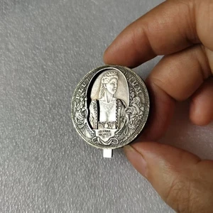 Movable Mechanism Coin "Surprise " Silver Plated Amazing Hobo Art - Picture 1 of 3