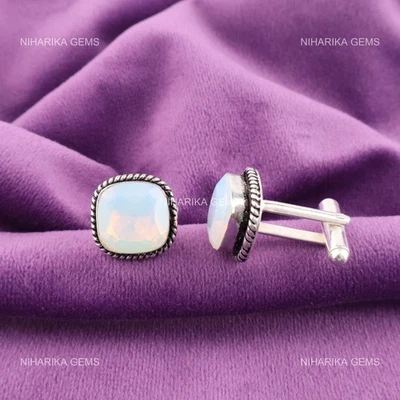 925 Argento Sterling Ottobre Nascita Naturale Opale Latte Bianco Natale Gemelli - Immagine 1 di 4