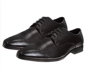 Zapatos de vestir Perry Ellis de cuero con cordones para hombre talla 11,5, negros, nuevos en caja - Imagen 1 de 5