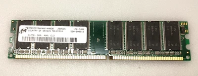 Micron 512MB Memory Module MT8VDDT6464AG-40BDB 200515 590-600018 512MB DDR 400 - Image 1 of 2