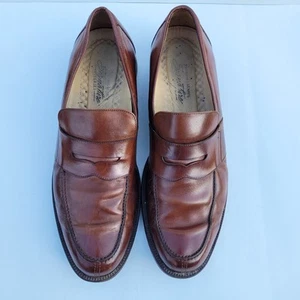 Johnston & Murphy Brown Leather Penny Loafers Slip On Shoes Men's 14 M Italy - Picture 1 of 8