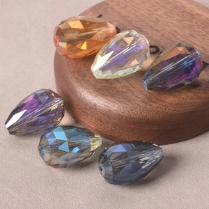 10 Stck. 24x17 mm Große Träne Facettiert Kristall Glas Lose Perlen Für Schmuck Herstellung - Bild 1 von 11
