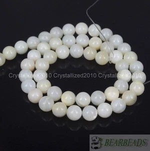 Natural White Mother Of Pearl MOP Shell Round Beads 4mm 6mm 8mm 10m 12mm 15.5" - Picture 1 of 7