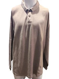 GH Bass & Co Polo Shirt Mens XL Beige Knit Long Sleeve Solid Collared Sweatshirt - Picture 1 of 4