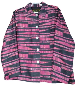 Mirasol Women's Med 100% Silk Shacket Multi Color Tunic Mother Pearl Buttons VTG - Picture 1 of 9