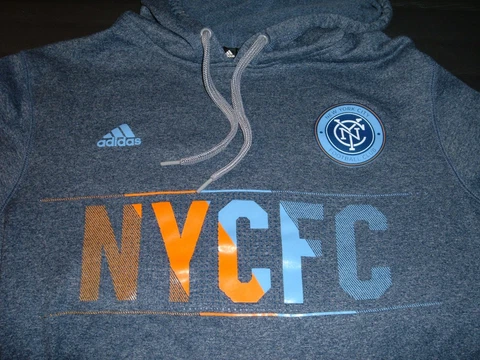 Adidas NYCFC Hoodie Sweatshirt Sz M  Gray Pullover MLS Football Soccer Cover