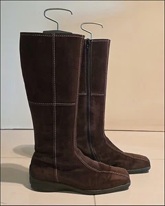 Warmer Winter-Stiefel, Wildleder, braun, Naht-Applikationen - seltenst getragen! - Bild 1 von 4