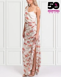 Maxi abito PATRIZIA PEPE SERA RRP €425 IT44 US8 UK12 L floreale con volant spacco alto - Foto 1 di 11