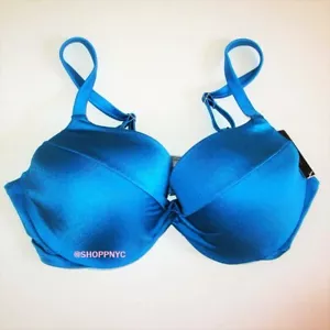 VICTORIA'S SECRET Swim Push-Up Bikini Top 38C 38D 40C Removable Padding Blue - Picture 1 of 7