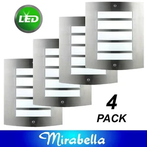 4 x 6W LED Curved Stainless Steel Wall Lights Rectangular Outdoor Exterior - Picture 1 of 6