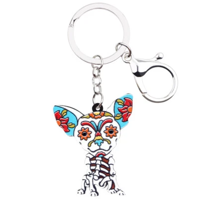 Halloween Acrílico Chihuahua Perro Esqueleto Llaveros Coche Bolsa Llavero Dijes Regalos Foto 1 de 4