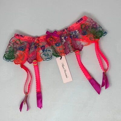 Agent Provocateur Zuri Orange Teal Pink Suspender AP4 Large NWT $125 - Image 1 of 4
