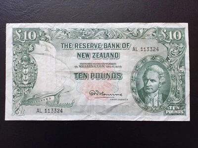 New Zealand, £10 Pounds, (1956-1967), R.N. Fleming, (P-161d) - Image 1 of 4