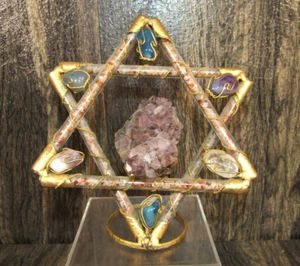 Judaica Jewish Energy Blessing Star of David Natural Amethyst Filled Crystals 7" - Picture 1 of 12