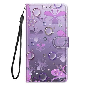 For Samsung Galaxy & iPhone Magnetic Leather Water Flower Wallet Bag Case Cover - Picture 1 of 10