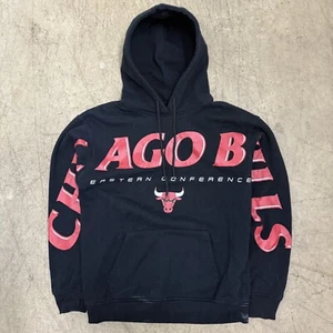 Chicago Bulls Logo Full Sleeve Print NBA Medium Black Hoodie Unk Sweatshirt - Picture 1 of 9