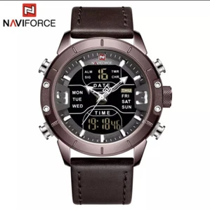 NAVIFORCE🇬🇧Men's Military Watch Analog/LED. Chocolate,Brown Leather Strap. - Picture 1 of 13