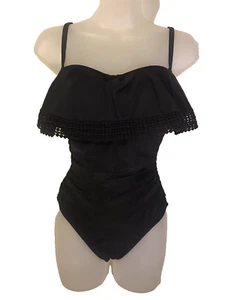 Kona Sol Schwimm Badeanzug Rüschen schwarz Einteiler gerafft Medium BESCHREIBUNG LESEN - Bild 1 von 17