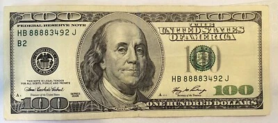 2006 $100 DOLLAR  HB 8888 3492J  FANCY SERIAL NUMBER  "8888" - Image 1 of 4
