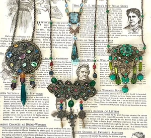Collares broche clip de vestido antiguos de varios colores de los años 1920, 1930 4 estilos - Imagen 1 de 6