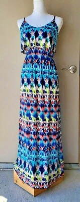 Maxi Vestido Trixxi BOHO Mujer Pequeño Doble Capa Correa Espagueti Multicolor  Foto 1 de 4