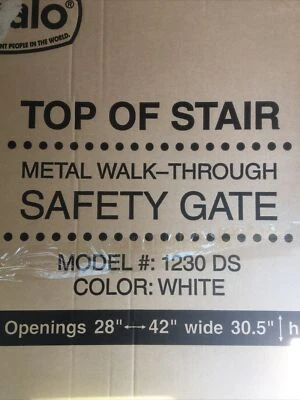 "Puerta de seguridad metálica para caminar con parte superior de escalera Regalo - 28"" a 42"" - blanca" Foto 1 de 2