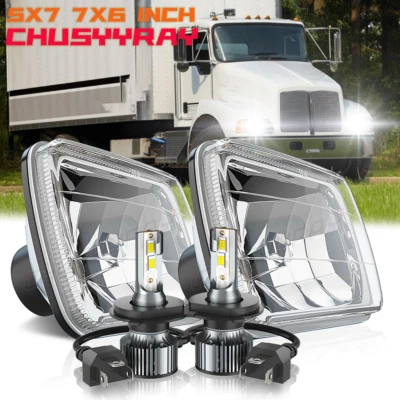 Pair For Kenworth T300 1997-2010 7x6" 5x7 inch 15 LED Headlights Hi/Low Beam - Image 1 of 4