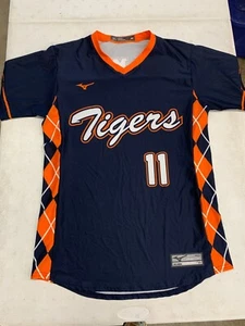 Mizuno Tigers Herren Medium marineblau orange Kurzarm Baseball Trikot #11 - Bild 1 von 2