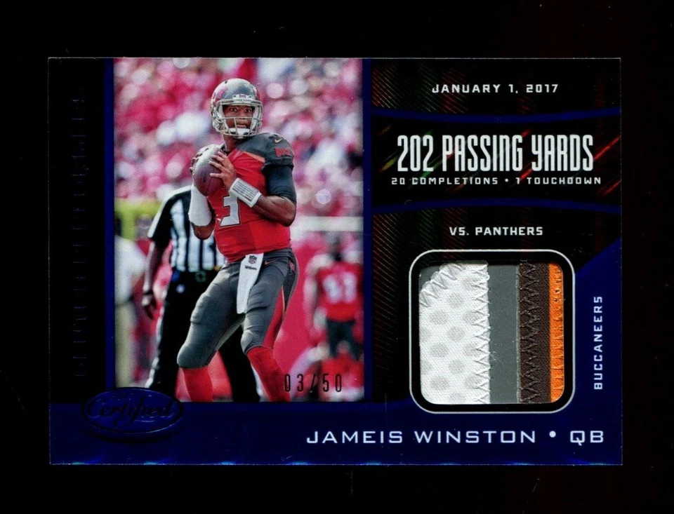 2017 JAMEIS WINSTON CERTIFIED CLUTCH PERFORMERS BLUE #/50 GAME USED PATCH *R1216 - Image 1 of 1