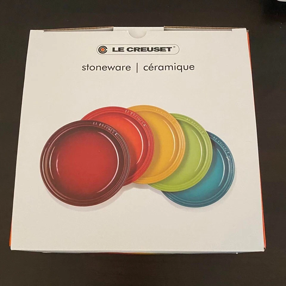 Le Creuset Round Plate Dish 23cm Rainbow 5 Color Set Japan Limited Stoneware