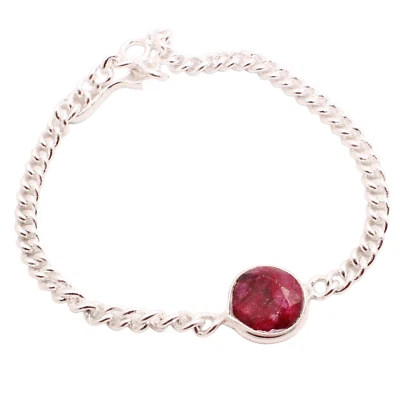 Pulsera de piedras preciosas de rubí enchapada en plata 925 hecha a mano joyería regalo 8 Gms BR-313 Foto 1 de 3