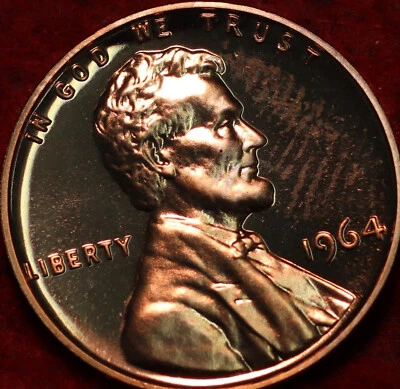 🇺🇸 Uncirculated Red Proof 1964 Philadelphia Mint Copper Lincoln Memorial Cent - Image 1 of 2