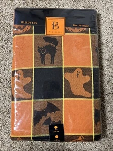 NEW Newbridge Halloween Cat, Ghost, Bat, Pumpkin Tablecloth Cloth 70”Round - Picture 1 of 6