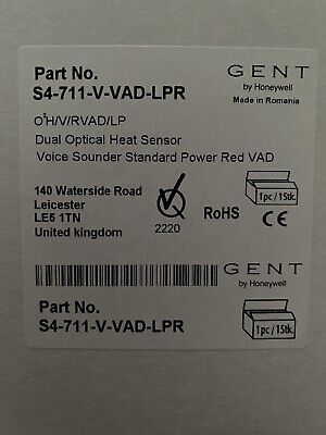 44 X Brand New Gent S4-711-V-VAD-LPR S4 Dual OH/Voice Sen Sndr/Red VAD Available • 65£