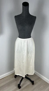 Gonna midi vintage Vanity avorio raso chiaro slip media 100% nylon made in USA - Foto 1 di 13