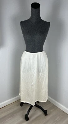 Falda midi vintage Vanity marfil satinado justo mediana 100 % nailon hecha en EE. UU. Foto 1 de 4