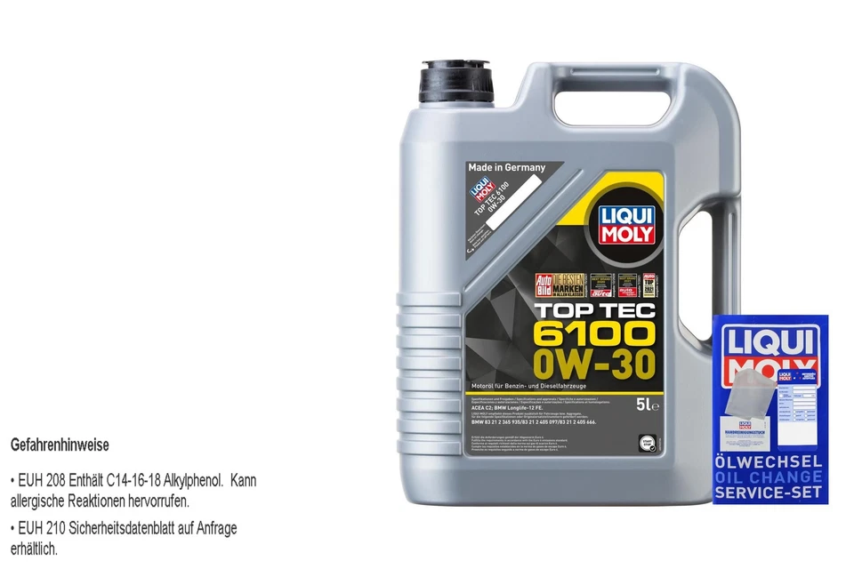 Liqui Moly Top Tec 6100 0W-30 Aceite Motor Para BMW LONGLIFE-12 FE ACEA C2 5L - Imagen 1 de 1