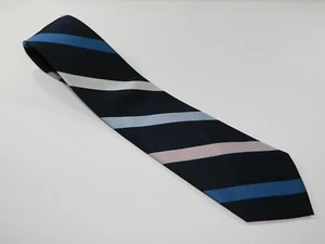 Men's GRANT THOMAS Silk NECKTIE Tie REPP BLUE PINK WHITE STRIPES - Picture 1 of 2
