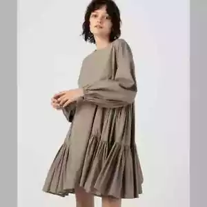 Mini Vestido Merlette Byward Gris Volantes Algodón Resort Babydoll Sólido XS 273458 - Imagen 1 de 7