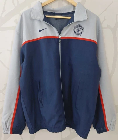 Vintage Mens Nike Blue Gray Red Manchester United Full Zip Jacket Football Large Cover