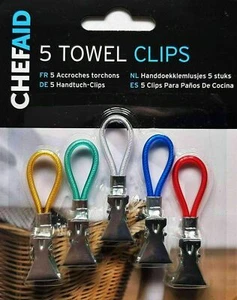 Chef Aid 5 Farben Handtuch Aufhänger Clips Tee Handtücher Kleider Halter Hängend - Bild 1 von 1