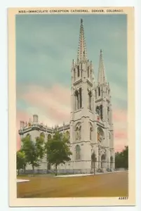Immacolata Concezione Cattedrale Denver Colorado Cartolina CO 1942 Vintage - Foto 1 di 2