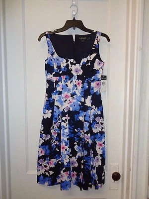 Vestido Ralph Lauren ajustado y acampanado sin mangas floral algodón nuevo con etiquetas talla 0 $129.00 Foto 1 de 4
