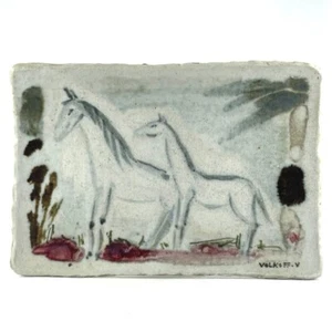 PLAQUE "CHEVAUX" Céramique par VOLDEMAR VOLKOFF à VALLAURIS 50, collet/anasse... - Picture 1 of 12