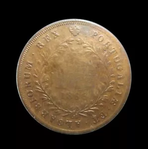 PORTUGUESE AZORES 10 REIS 1866 RULER LUIS I RARE KM 14 #5843# - Picture 1 of 2
